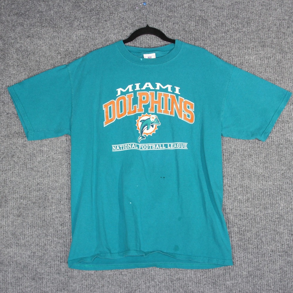 Miami Dolphins NFL T Shirt Mens‎ L Aqua Sportswear Football Short Sleeve Y2K